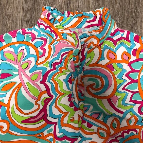 IBKUL Sun Protection Shirt UPF 50+ Women's Large Multicolor Floral Ruffle Top - Picture 5 of 11